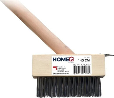 Furçë metalike për pllaka HomeIt 91155, dorzë 140 cm, kokë 13×3.5×4 cm, ngjyrë natyrale