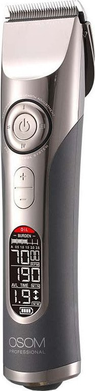 Makineri flokësh profesionale OSOM OSOMHC980, bateri 250 min, rregullim 1–1.9 mm, gri