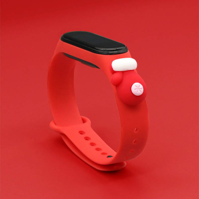 Byzylyk silikoni Hurtel Strap Xmas për Xiaomi Mi Band 4 Mi Band 3, motiv Krishtlindjesh, i kuq