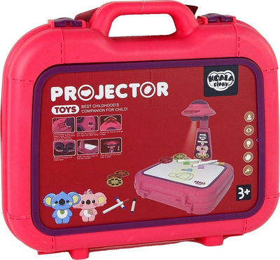Set vizatimi me projektor Kcmk Toys, me valixhe, për kalamaj 3+, i kuq