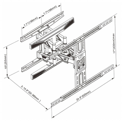 Mbajtëse muri për TV ART AR-99, 40-75", deri 45 kg, e zezë