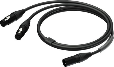 Kabllo audio Procab PRA736, XLR mashkull në 2x XLR femër, 1.5m, i zi