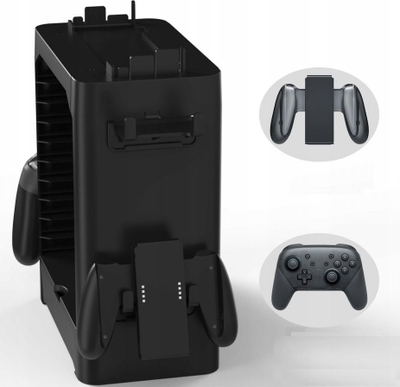 Organizer konsolash JYS NS153 për Nintendo Switch dhe Switch OLED, me hapësira aksesorësh, i zi