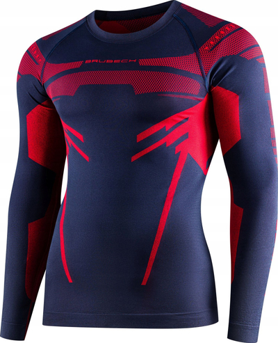 Bluze termoaktive Brubeck LS15700 DRY, për meshkuj, për sport, blu e errët e kuqe