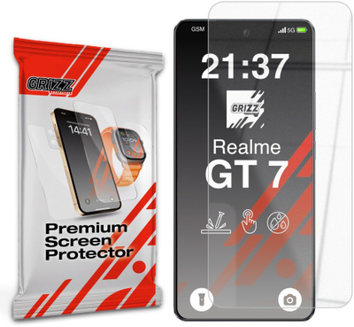 Xham mbrojtës hibrid GrizzGlass për Realme GT 7, transparencë e lartë