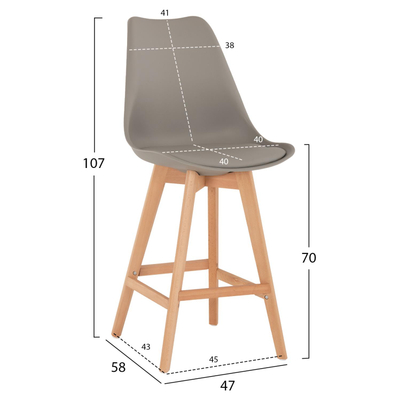 Stol bari Vegas 47x58x107Hcm (HM8000.30), gri