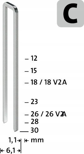 Kapsa galvanizu Novus 042-0806 C4/30, 30mm, 1000 copë, metalike