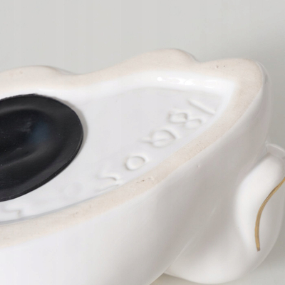 Kasafortë dekorative Boltze qen qeramike, 7cm, hape, e bardhë