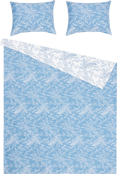 Set mbulesë krevati Domoletti MV-7619, dopio 160x200, saten, blu me të bardhë