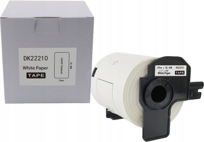 Rrotullë etiketa Brother DK-22210, 29mm x 30.48m, e zezë në të bardhë