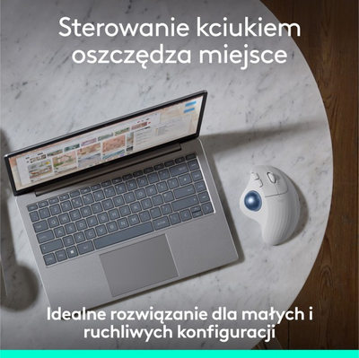 Maus wireless Logitech ERGO M575S, me trackball, ergonomik, i bardhë