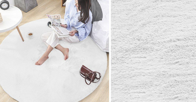 Tapet Strado Round Rug Rabbit, 120x120 cm, antirrëshqitës, i bardhë