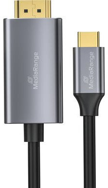 Adapter video MediaRange USB C 3.2 në HDMI, kabllo 1.8m, i zi