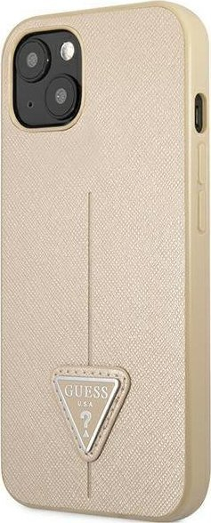 Mbulesë telefoni Guess GUHCP14SPSATLE, për iPhone 14 6.1", lëkurë eko, bezhë