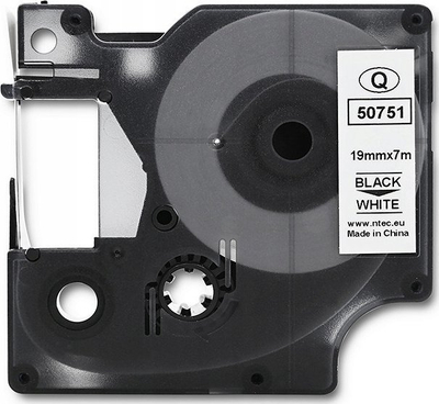 Лента за етикети Qoltec за Dymo D1 45803 45808, 19mm x 7m, бела позадина црн текст