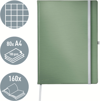 Bllok shënimesh Leitz Notebook Style, A4, fletë katrore, jeshile