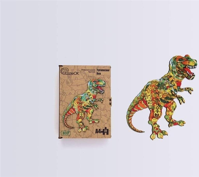 Puzzle druri PuzzleOK Eco Tyrannosaurus Rex, 72 pjesë, format A4, shumëngjyrësh