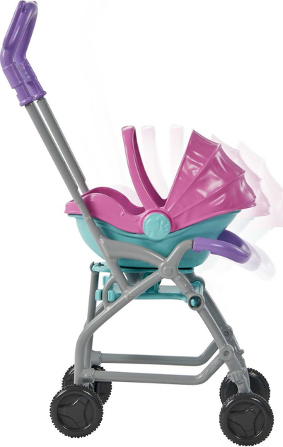 Set lodrash Mattel Barbie Skipper Babysitters Inc Stroller, me kukull dhe bebe, me karrocë, shumëngjyrësh