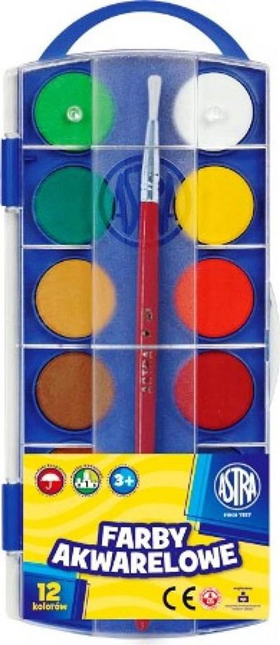 Set bojërash guaçe Gouache, 12 ngjyra, me furçë