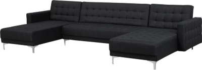 Divan kënd ABERDEEN, modular 5 vendsh, në formë U, me stof gri grafit