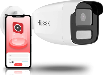 Kamerë IP HiLook Hikvision IPCAM-B2-50DL, 2MP, 4mm, e bardhë