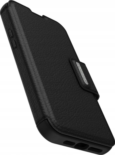 Kapak telefoni OtterBox Strada për iPhone 14 Plus, lëkurë, me kapak, i zi
