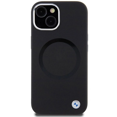 Këllëf BMW Signature Liquid Silicone MagSafe për iPhone 15 Plus, i zi