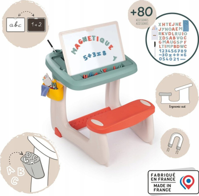Bankë loje Smoby Bureau Petit Ecolier, dërrasë magnetike dyanshme, mbi 80 aksesorë, shumëngjyrëshe