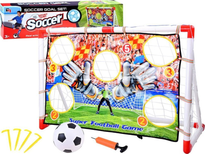 Portë stërvitore futbolli Super Football Game, 120x78x47 cm, set me top dhe pompë, e bardhë