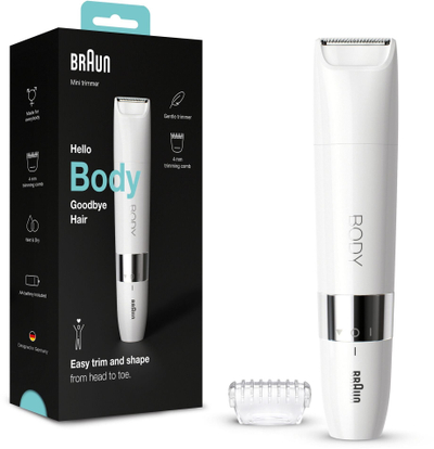 Trimer trupi Braun Body Mini Trimmer BS1000, wet & dry, i bardhë
