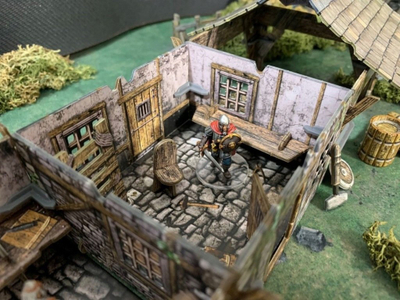 Set terreni lojrash BattleSystems Modular Fantasy Scenery, me disa kate, për miniatura 28mm, i printum me ngjyra