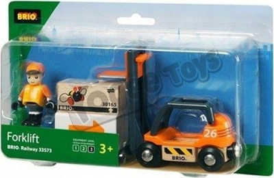 Lodër karrocë ngritëse BRIO World 33573, me figurë punëtori, për kalamaj 3+, portokalli