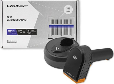 Lexues barkodash Delock 2D wireless, me bazë karikimi, i zi me portokalli