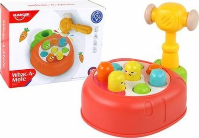 Lojë tavoline Leantoys Whac-a-Mole Colorful Carrot, çekiç për kalamaj, shumëngjyrëshe