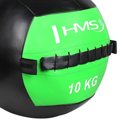 Top ushtrimesh HMS Wall Ball WLB, 10 kg, lëkurë sintetike, jeshil