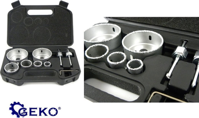 Set sharra rrethore tungsten Geko, 22-73mm, 9 copë, argjendtë