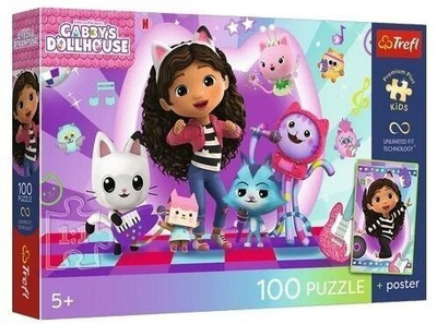 Puzzle Trefl PremPlus Kids Kolorowy koci świat, 100 copa, me poster, shumëngjyrësh