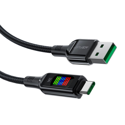 Kabllo USB Acefast C7-04, USB-A me USB-C, 60W, 1.2m, e zezë