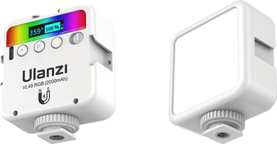 Dritë LED Ulanzi VL49 RGB, ndriçim i rregullueshëm, për telefon dhe kamera, e bardhë