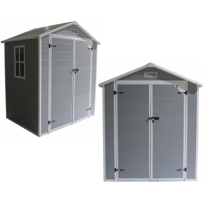 Kasolle kopshti Saska Garden Tool House, PVC, 181x135x210 cm, gri e errët