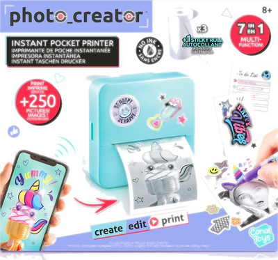 Printer xhepi Canal Toys Photo Creator, portativ, me aplikacion AI, blu