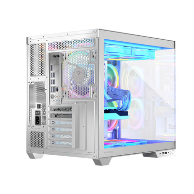Kasa kompjuteri Modecom Volcano Panorama Apex ARGB 7F, ATX, 7 ventilatorë ARGB, e bardhë