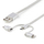 Kabllo karikimi StarTech 3 në 1, USB A në Micro USB USB C Lightning, 1m, ngjyrë argjendtë