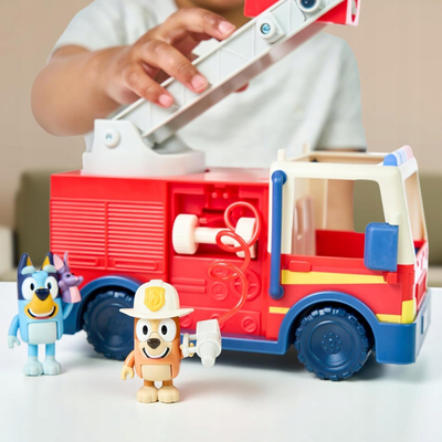 Lojë me figura Bluey Bingo Fire Truck, kamion zjarri lodër, shumëngjyrësh