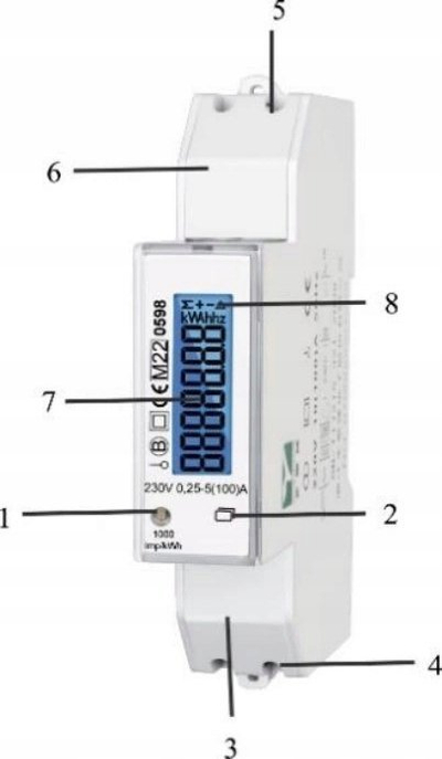 Matës energjie elektrik njëfazor ORNO OR-WE-524, 100A, ekran LCD, i bardhë