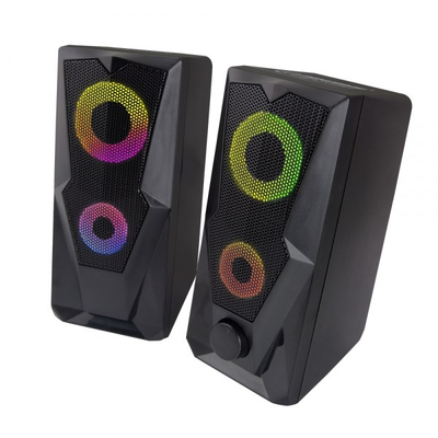 Altoparlantë kompjuterikë Esperanza Rainbow Baila EGS103, stereo, LED RGB, të zinj