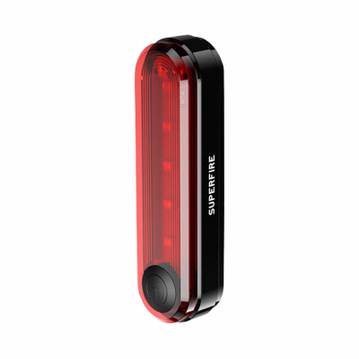 Dritë e pasme biçiklete Superfire BTL01, LED, karikim USB, e zezë