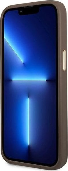 Kapak telefoni Guess për iPhone 14, PC TPU PU, 4G, ngjyrë kafe