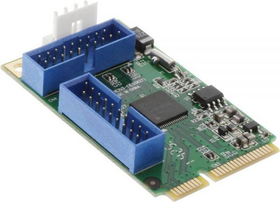 Kartë zgjeruese InLine Mini PCIe 66905, 2x 19 pin USB 3.0, e gjelbër