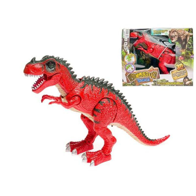 Lodër dinosauer me projektor Dinosaur World, me drita dhe zë, me bateri, e kuqe